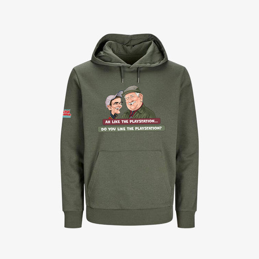 Ah Like The PlayStation Hoodie - Beetle Green - Front View - Official Still Game