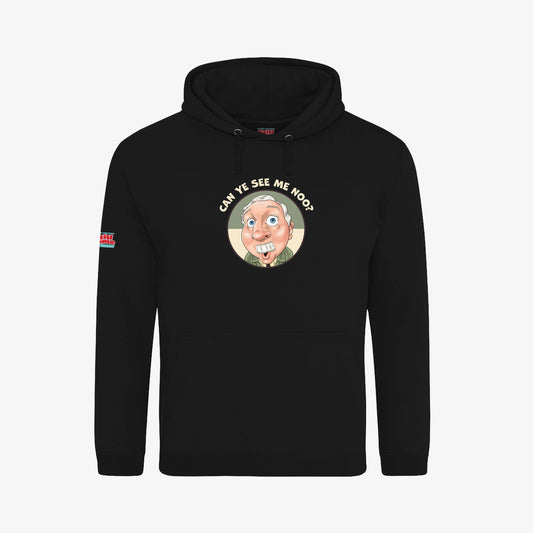 Can Ye See Me Noo Hoodie - Black - Front View - Official Still Game