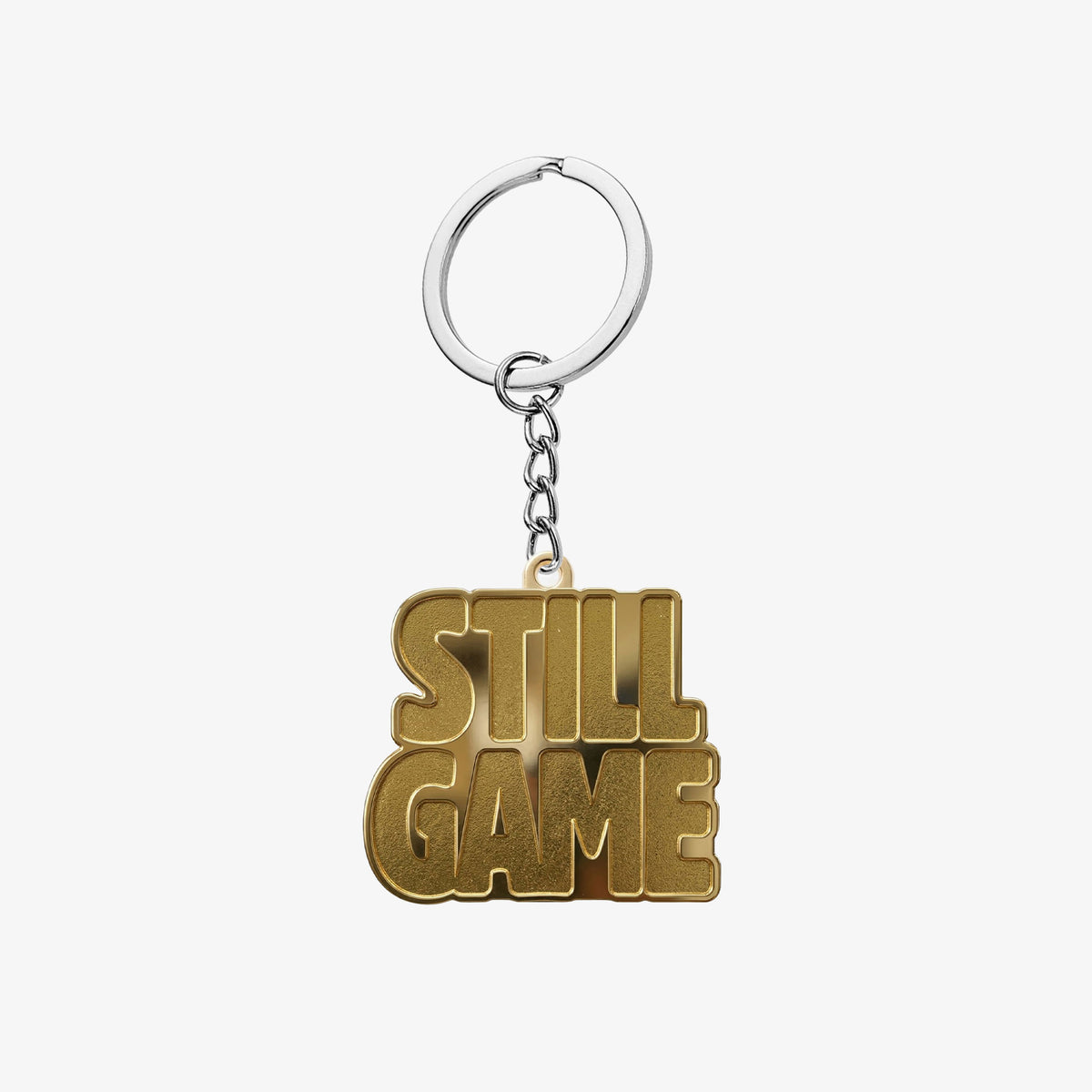 Gold metal Still Game keyring