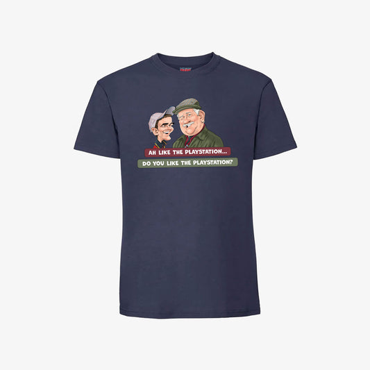 Ah Like The PlayStation T-Shirt - Navy- Front View - Official Still Game