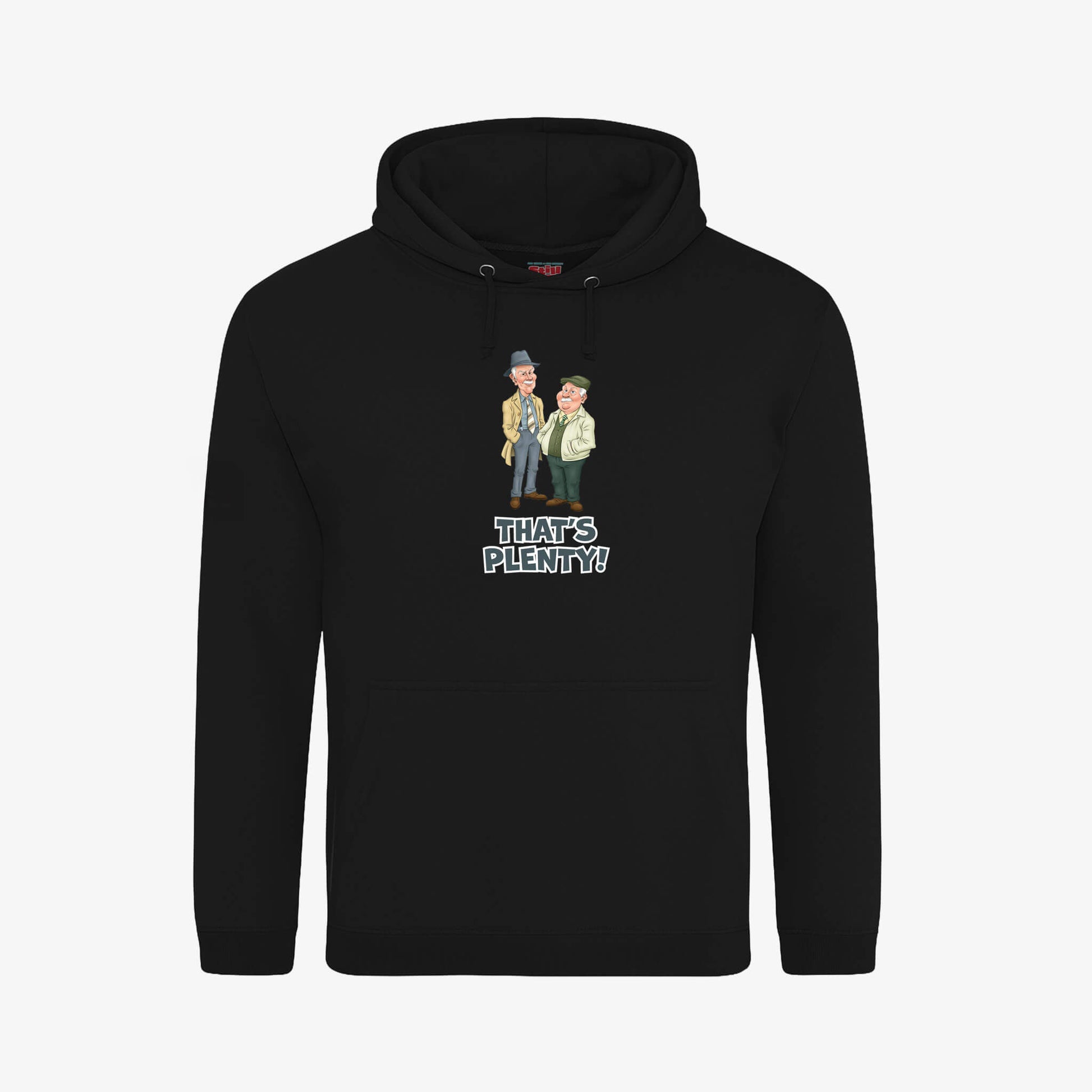 That's Plenty Hoodie - Black - Front View - Official Still Game