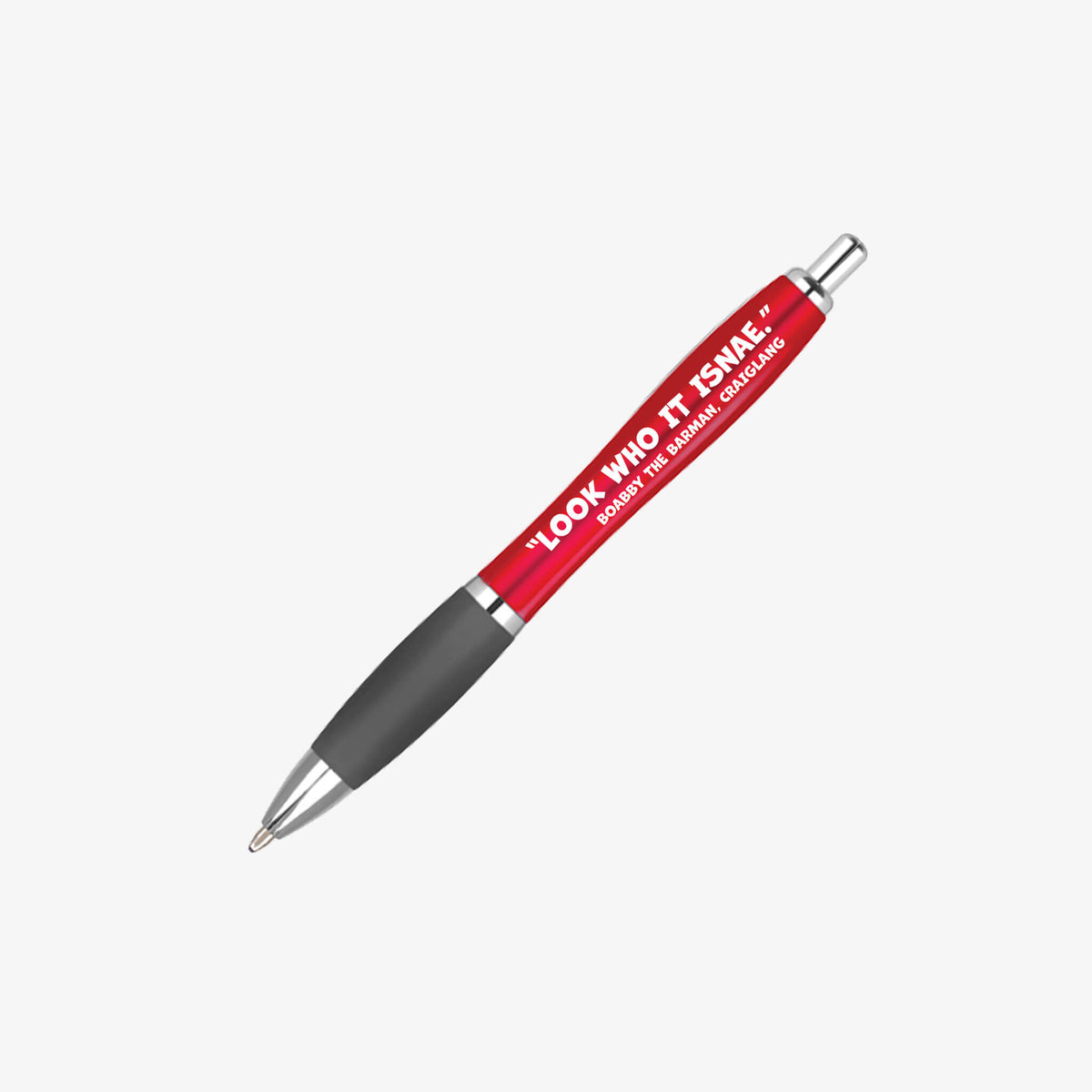 Boabby: Look Who It Isnae Ballpen with Red coloured barrel.