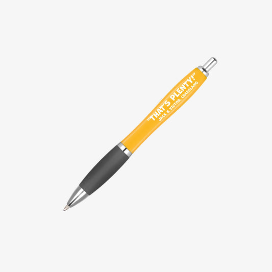 Jack & Victor: That's Plenty! Ballpen with Yellow coloured barrel.