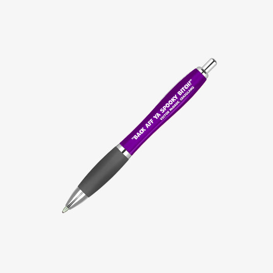 Victor McDade: Back Aff Ballpen with Purple coloured barrel.