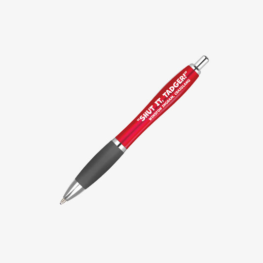 Winston Ingram: Shut It Tadger! Ballpen with Red coloured barrel.