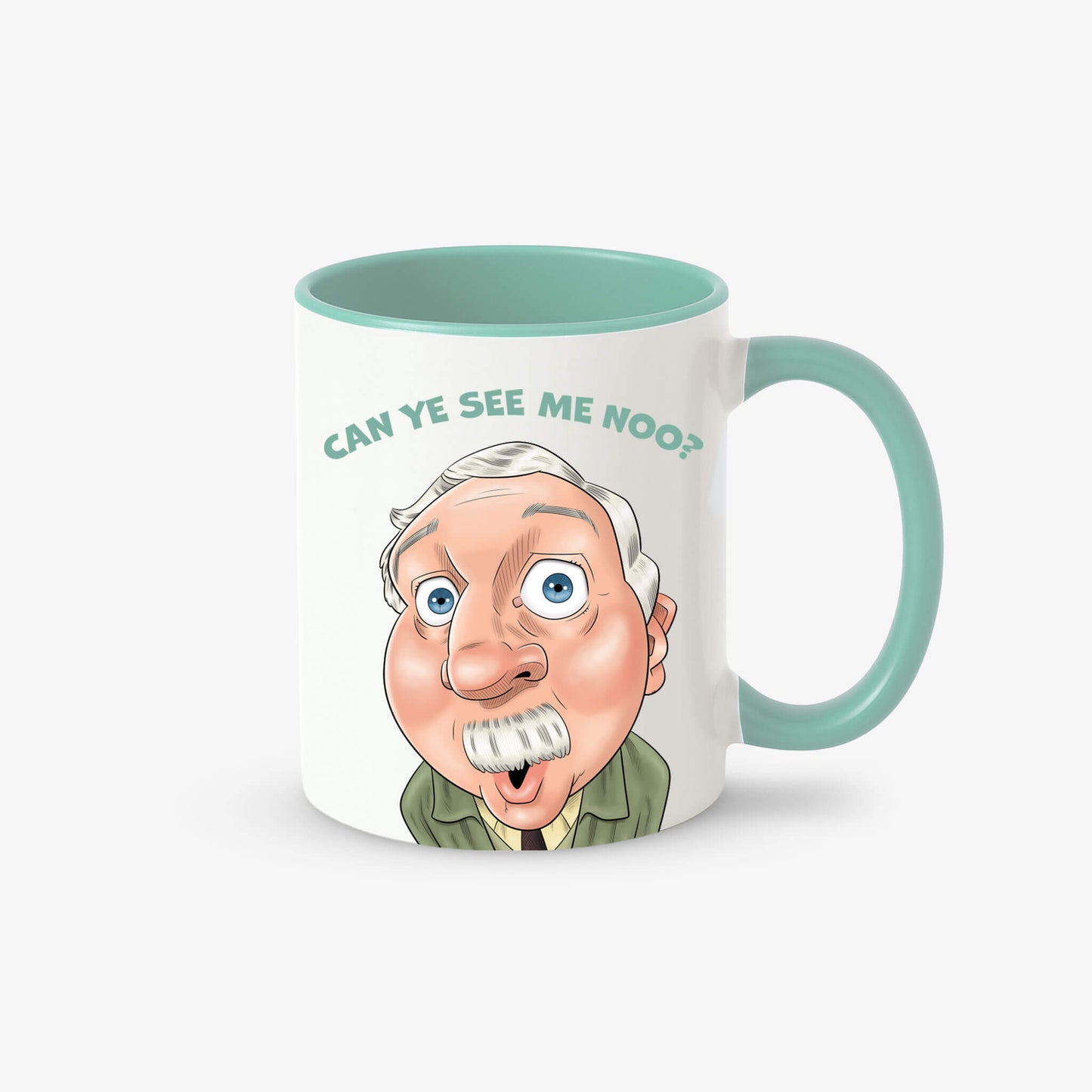 Can Ye See Me Noo Mug - White/Mint Green - Official Still game