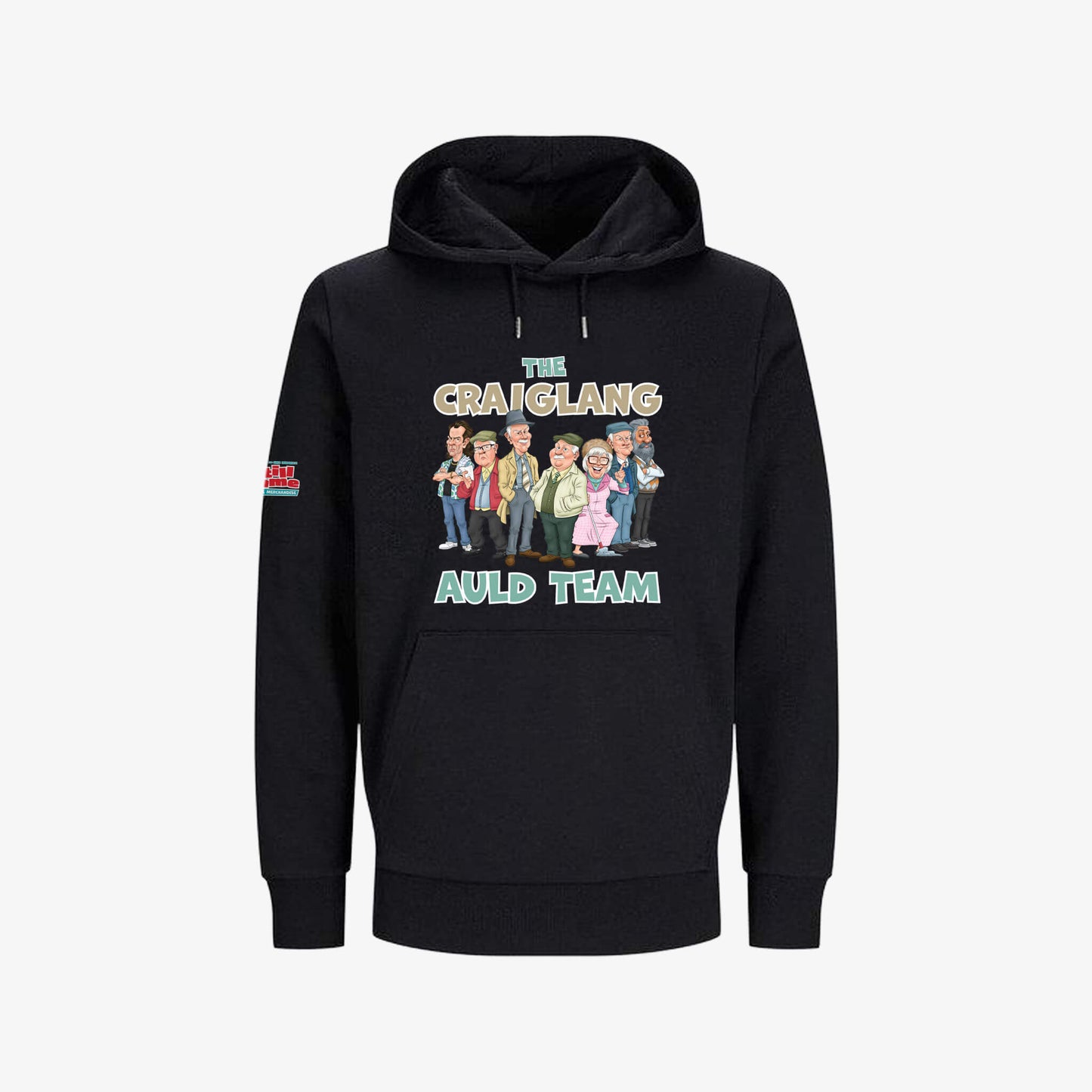 Auld Team Hoodie - Black - Front View - Official Still Game