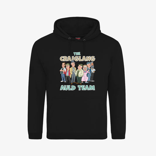 Auld Team Hoodie - Black - Front View - Official Still Game