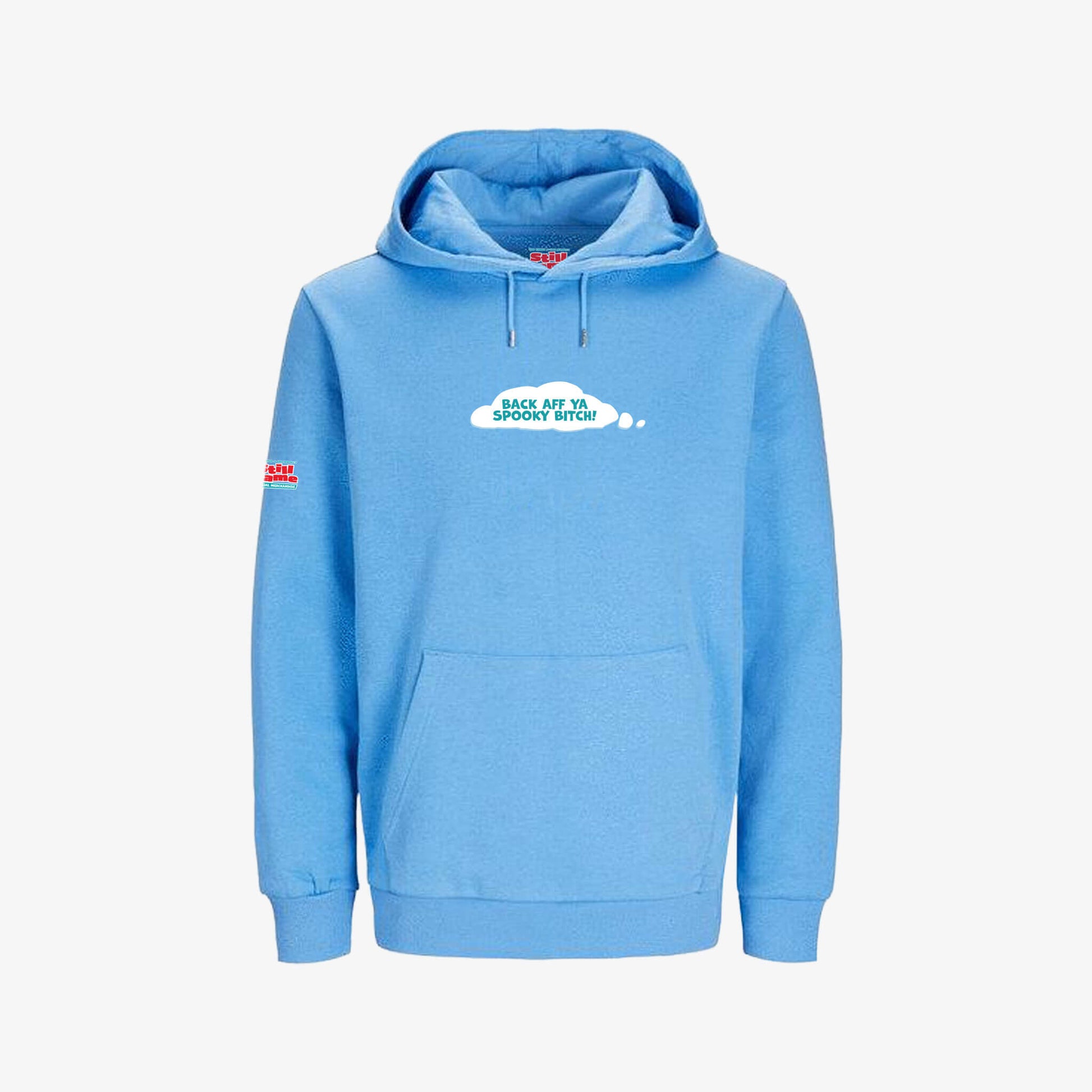 Back Aff Hoodie - Azure Blue - Front View - Official Still Game