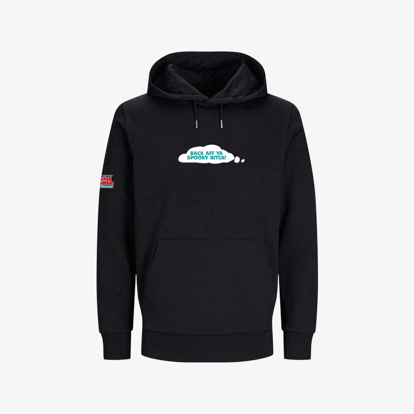 Back Aff Hoodie - Black - Front View - Official Still Game