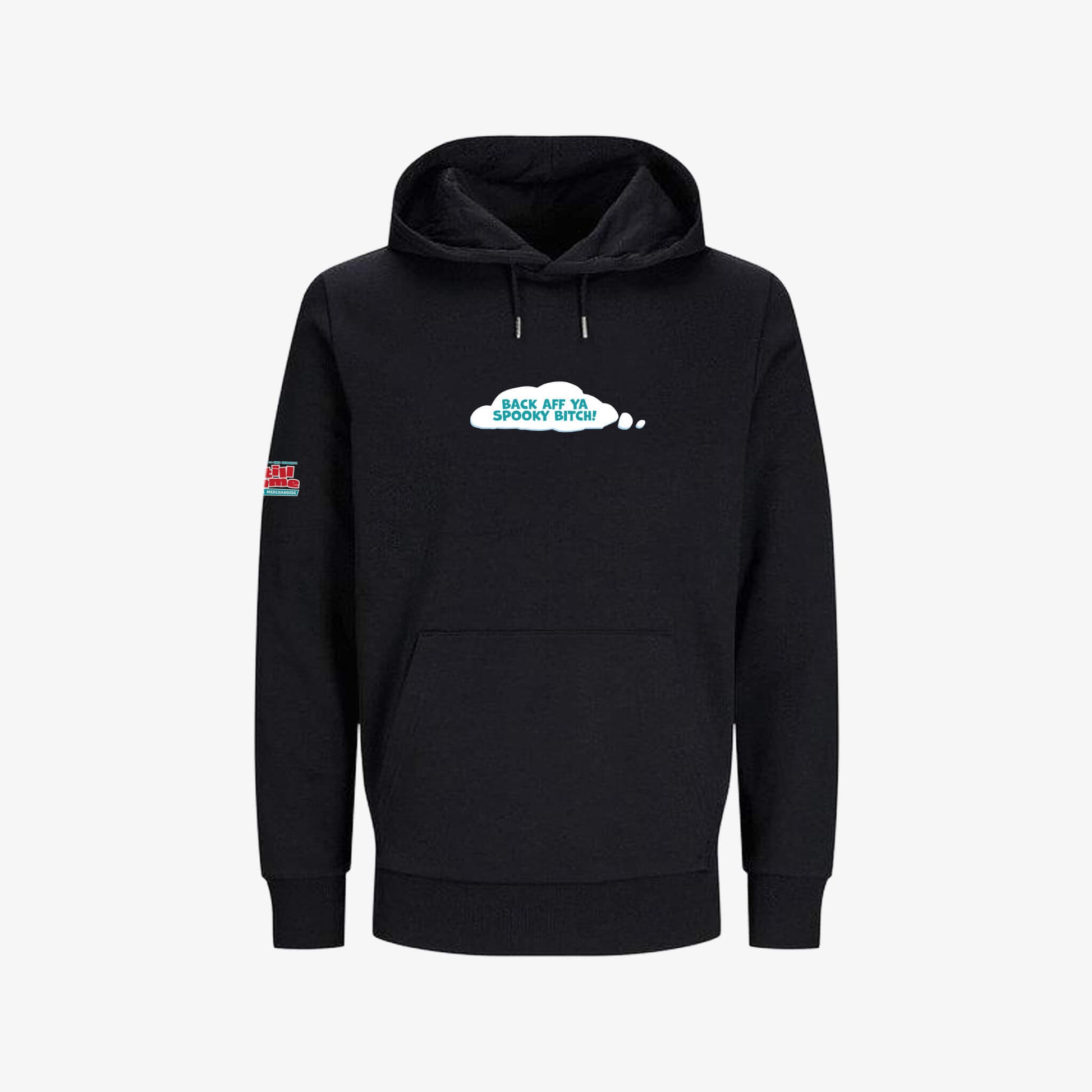 Back Aff Hoodie - Black - Front View - Official Still Game