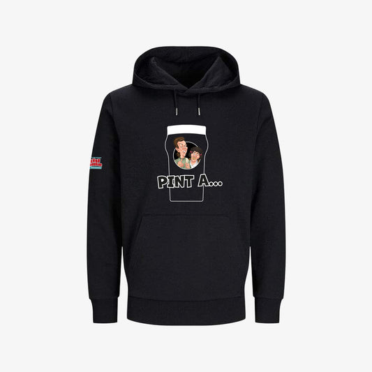 Pint A... Hoodie - Black - Front View - Official Still Game