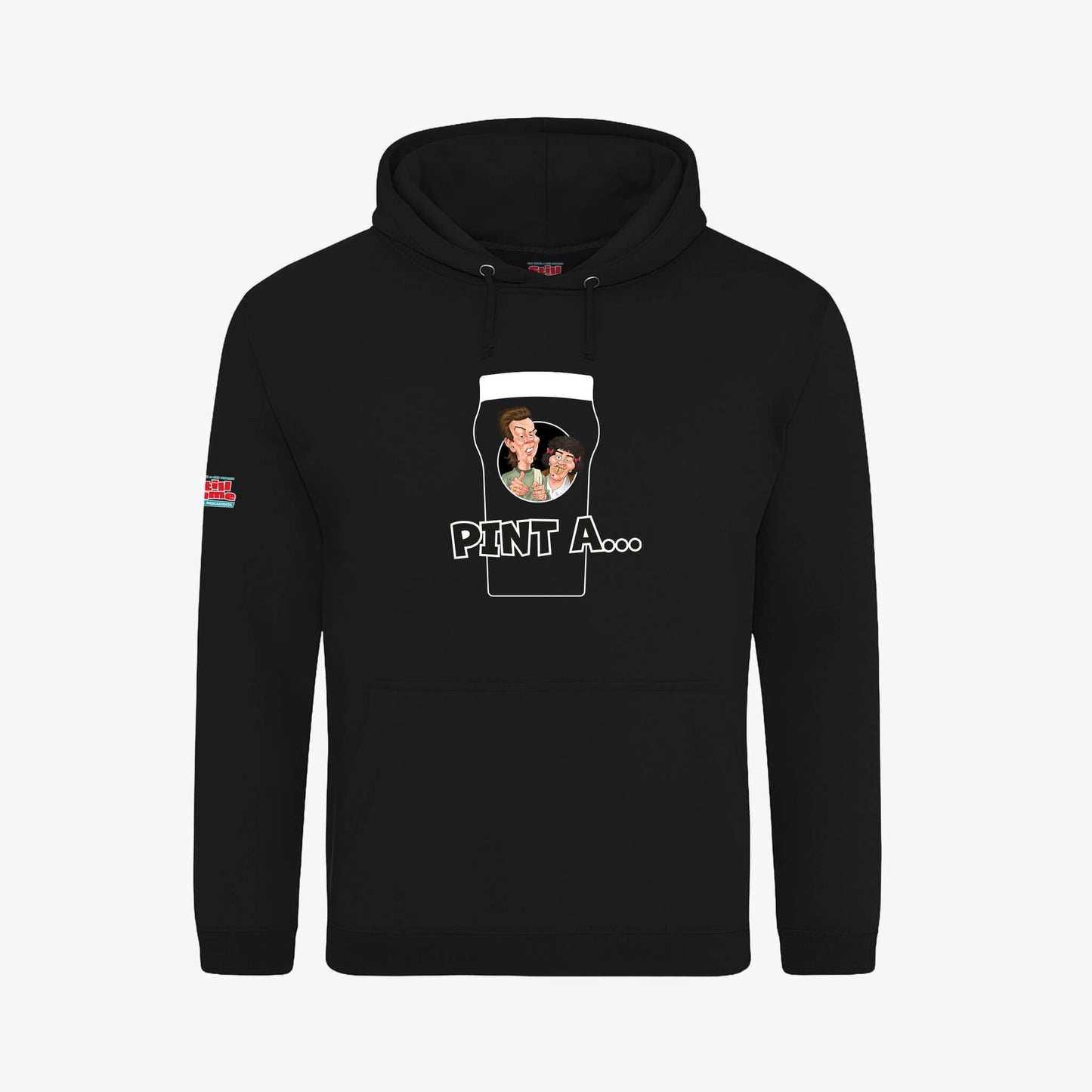 Pint A... Hoodie - Black - Front View - Official Still Game