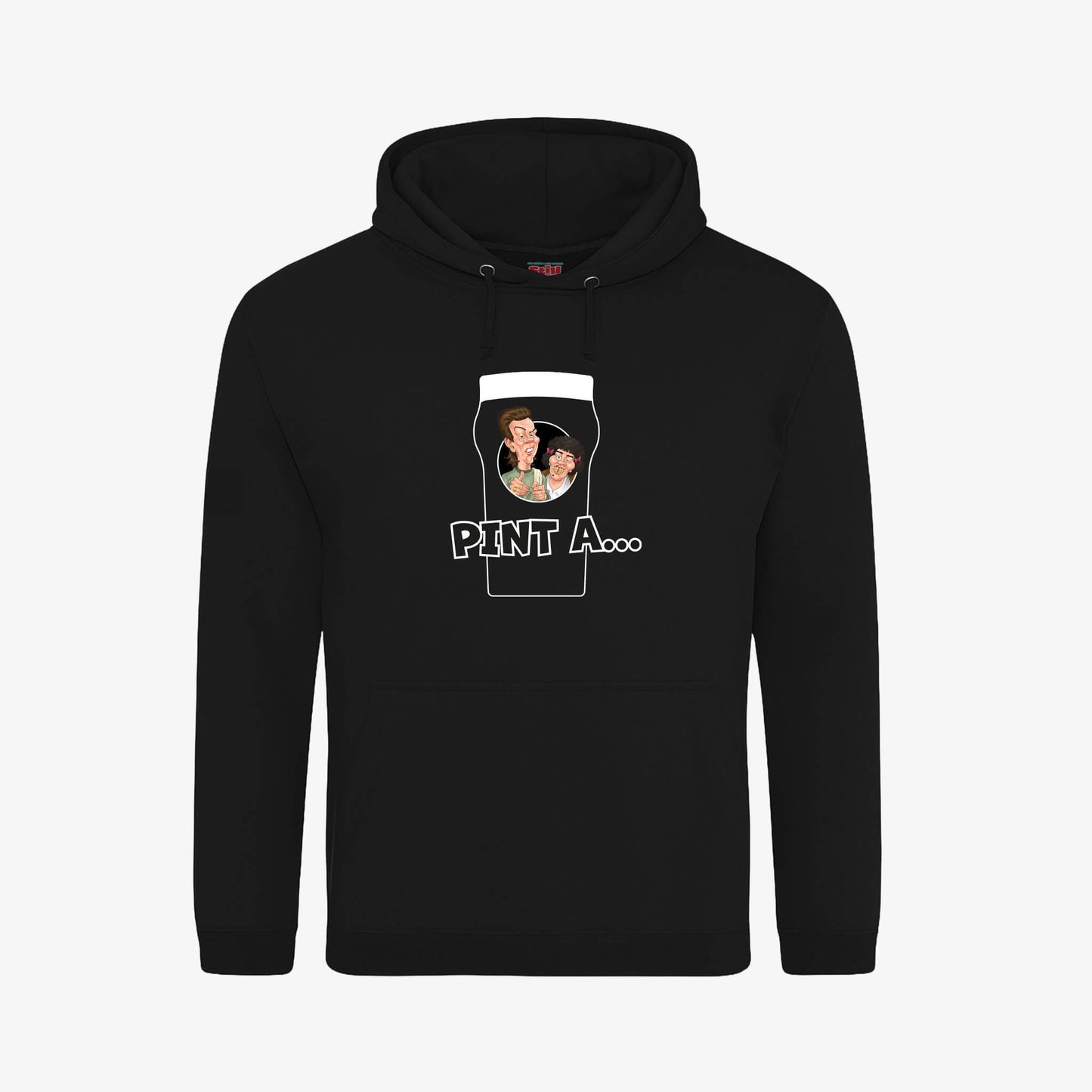 Pint A... Hoodie - Black - Front View - Official Still Game