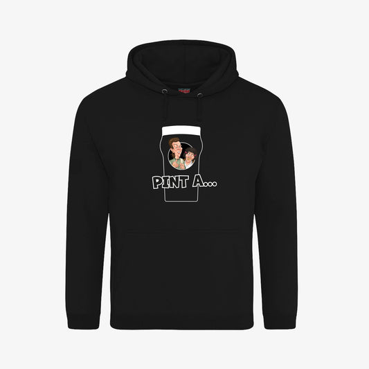 Pint A... Hoodie - Black - Front View - Official Still Game