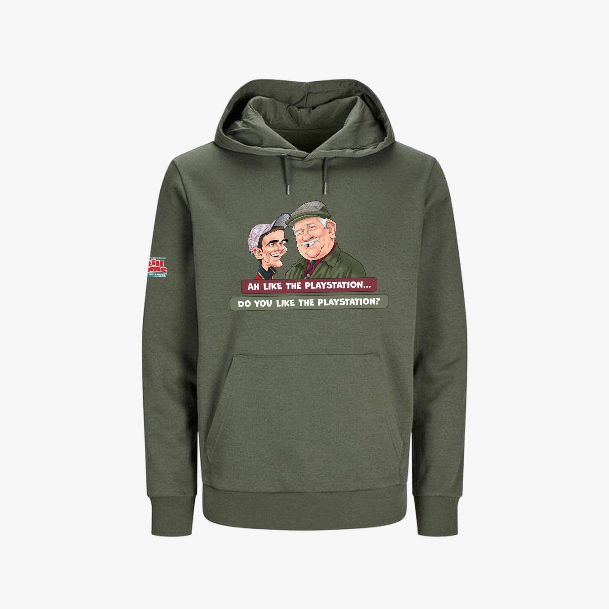 Ah Like The PlayStation Hoodie - Beetle Green - Front View - Official Still Game