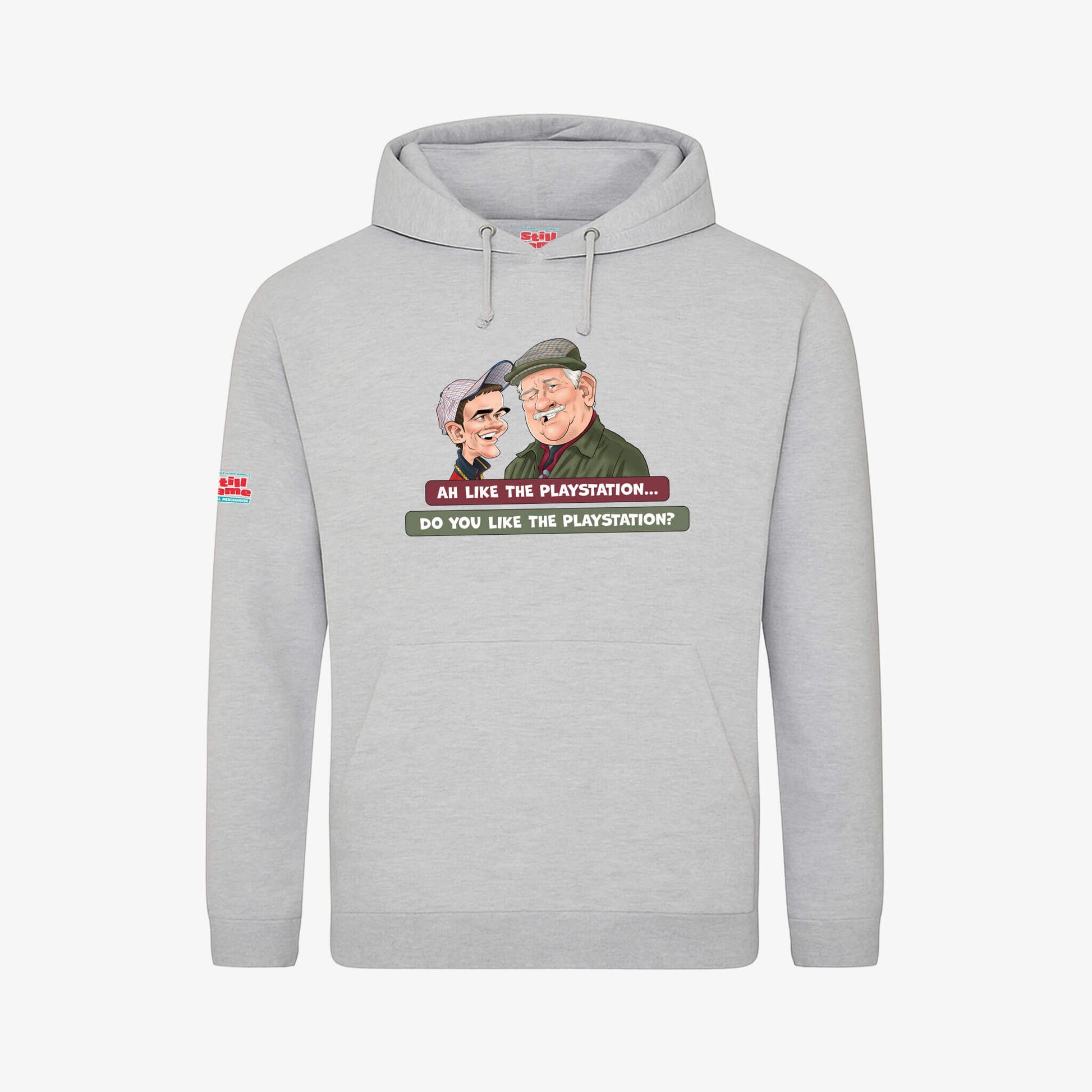 Ah Like The PlayStation Hoodie - Light Grey - Front View - Official Still Game