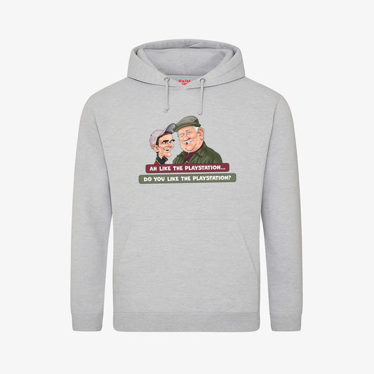 Ah Like The PlayStation Hoodie - Light Grey - Front View - Official Still Game