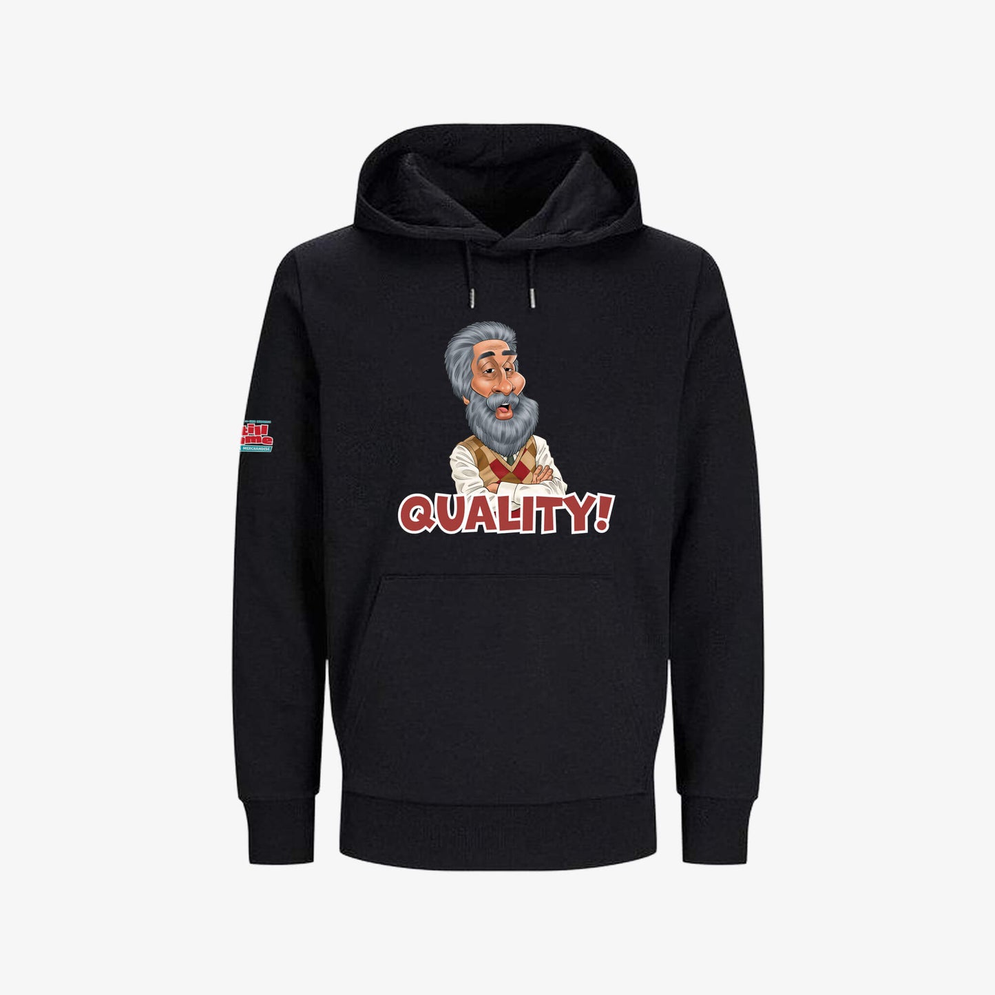 Quality Hoodie - Black - Front View - Official Still Game