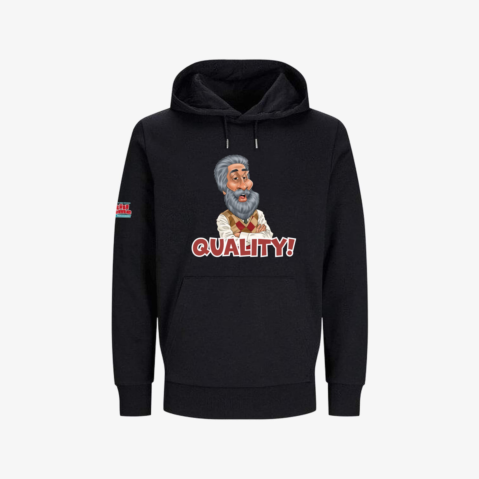 Quality Hoodie - Black - Front View - Official Still Game