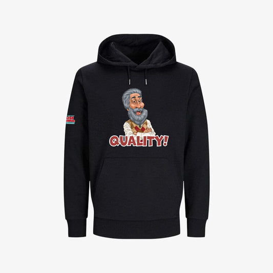 Quality Hoodie - Black - Front View - Official Still Game
