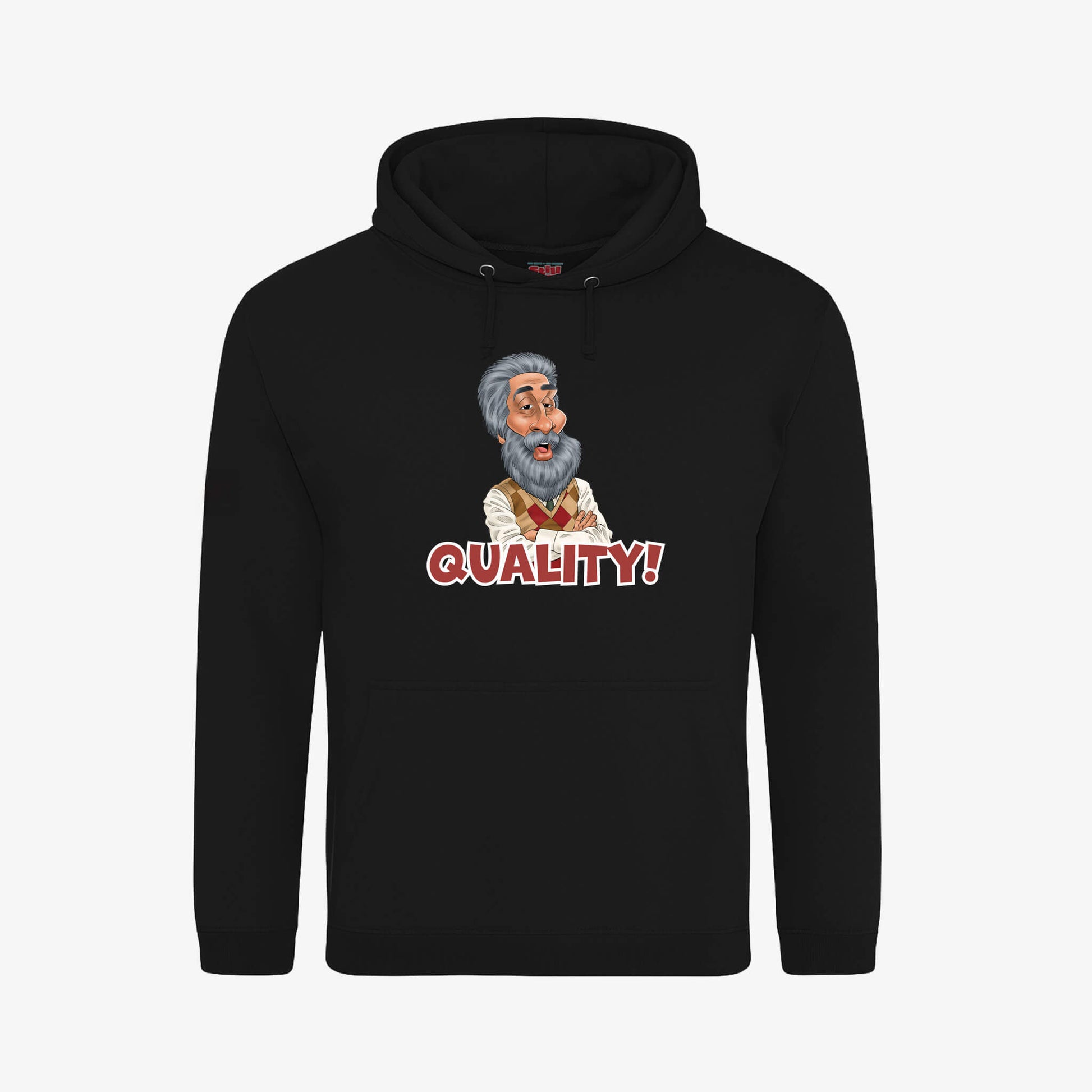Quality Hoodie - Black - Front View - Official Still Game