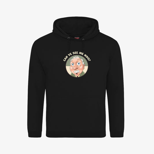 Can Ye See Me Noo Hoodie - Black - Front View - Official Still Game