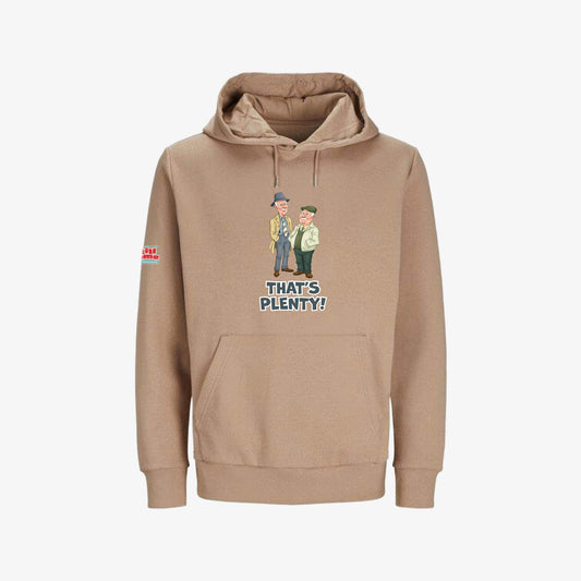 That's Plenty Hoodie - Warm Taupe - Front View - Official Still Game
