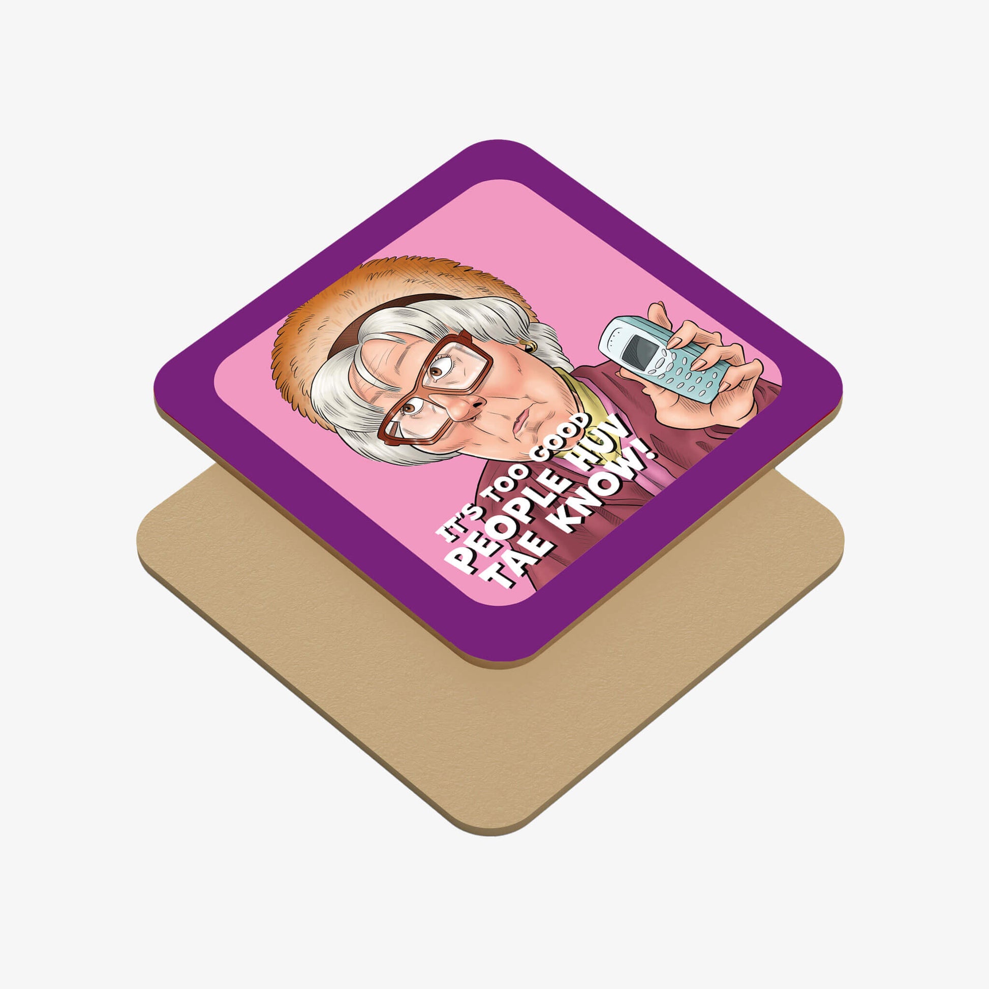 People Huv Tae Know Coaster - Purple - Official Still Game