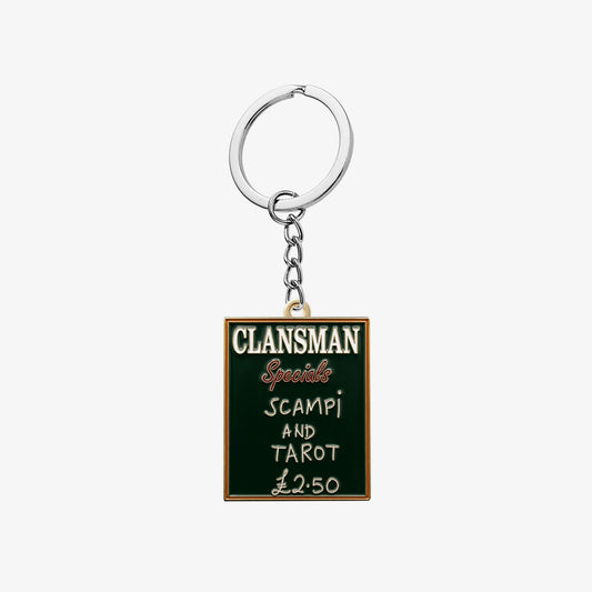 Soft enamel keyring with The Clansman Specials Board design