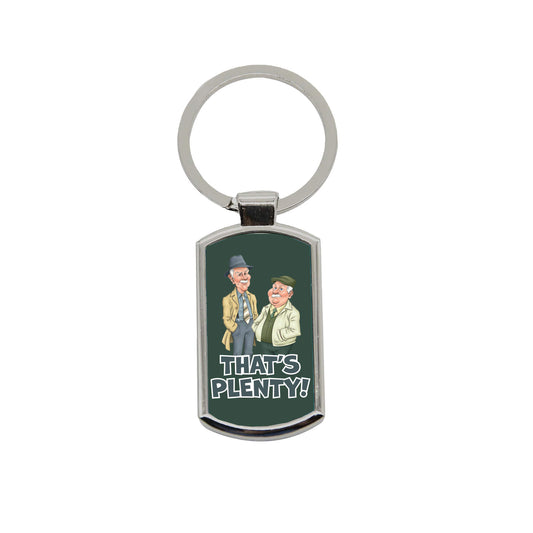 Metal split ring keyring with That's Plenty decal