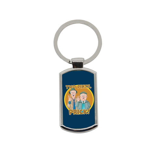 Metal keyring with Two Pints, Prick decal