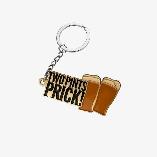 Soft enamel keyring with Two Pints, Prick text and 2 pints of Fusilier lager