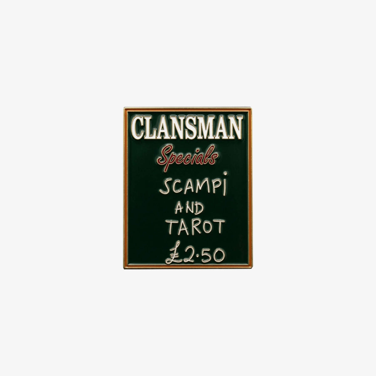 Enamel pin badge with The Clansman Specials board design