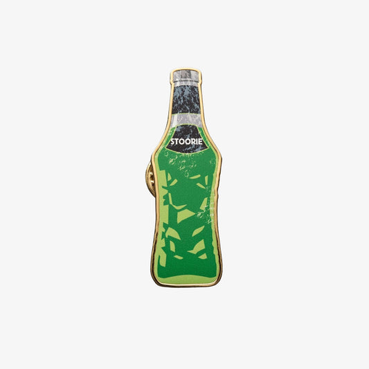 Enamel pin badge shape like a bottle of Stoorie from The Clansman. Craiglang