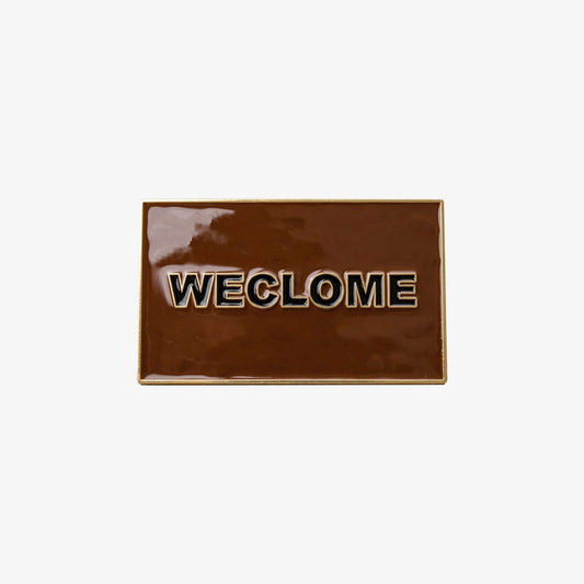 Soft enamel pin badge with Weclome door mat design