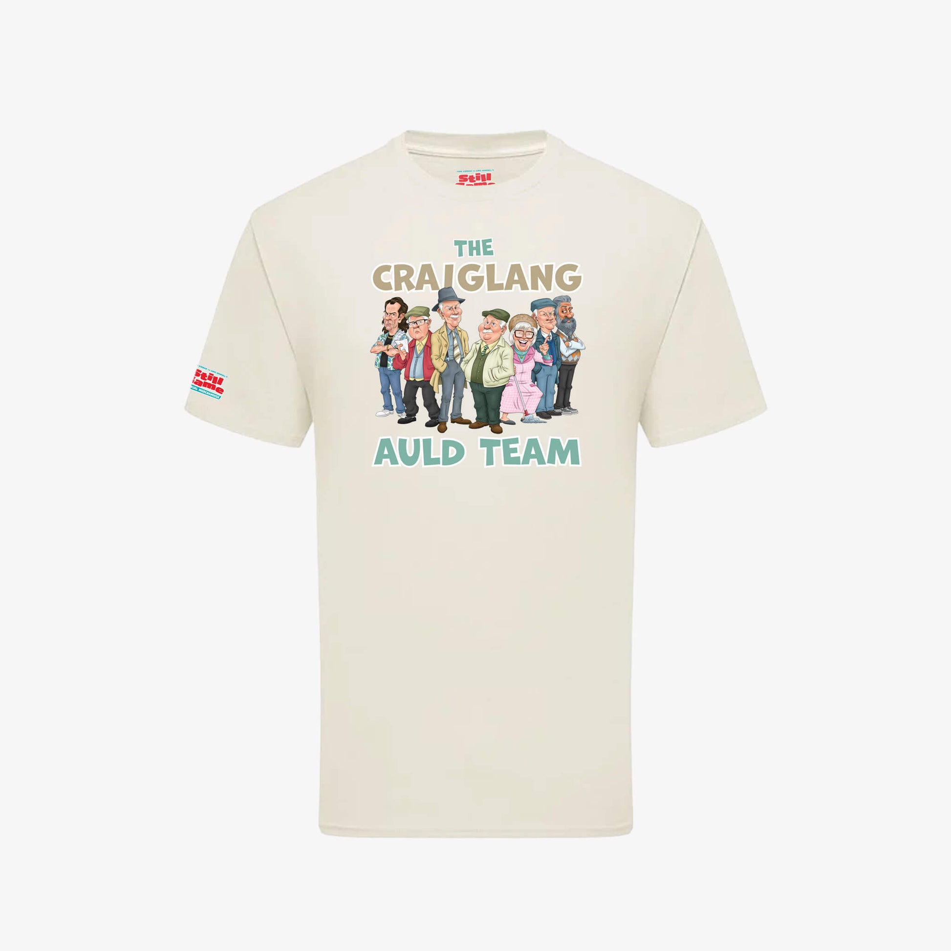 Auld Team T-Shirt - Natural - Front View - Official Still Game