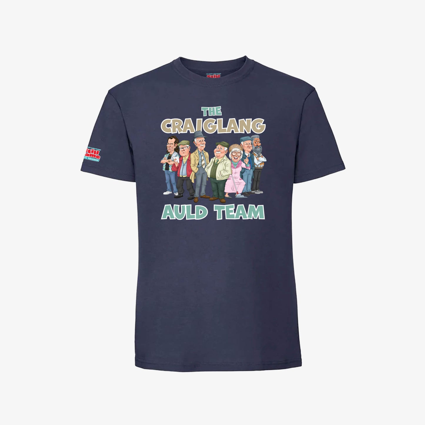 Auld Team T-Shirt - Navy - Front View - Official Still Game