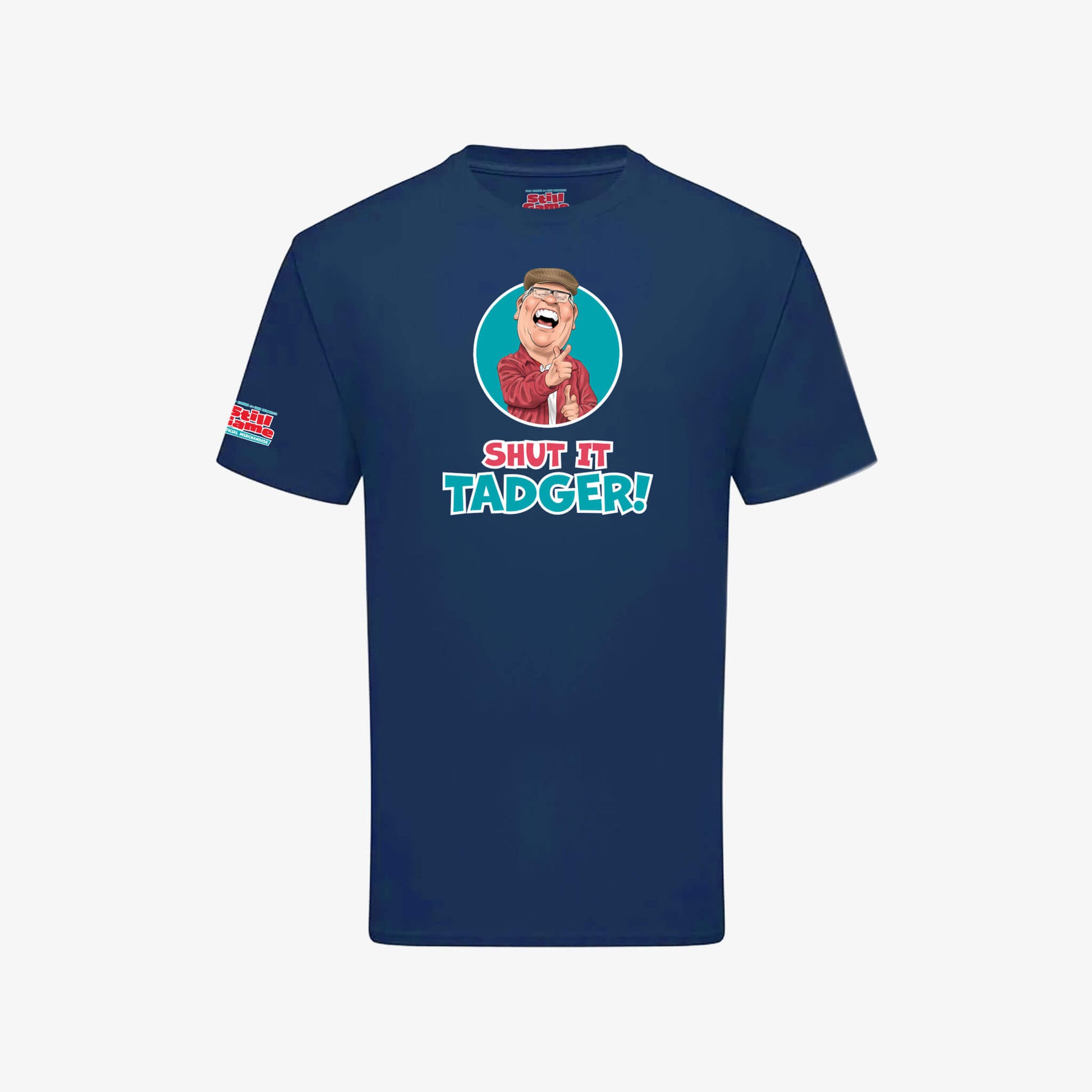 Shut It, Tadger! T-Shirt - Mountain Blue - Front View - Official Still Game