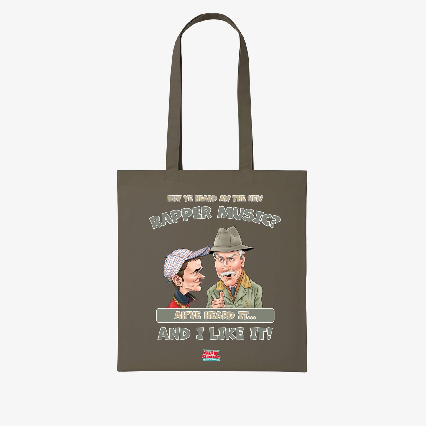 Huv Ye Heard Aw The New Rapper Music Tote Bag - Olive - Official Still Game