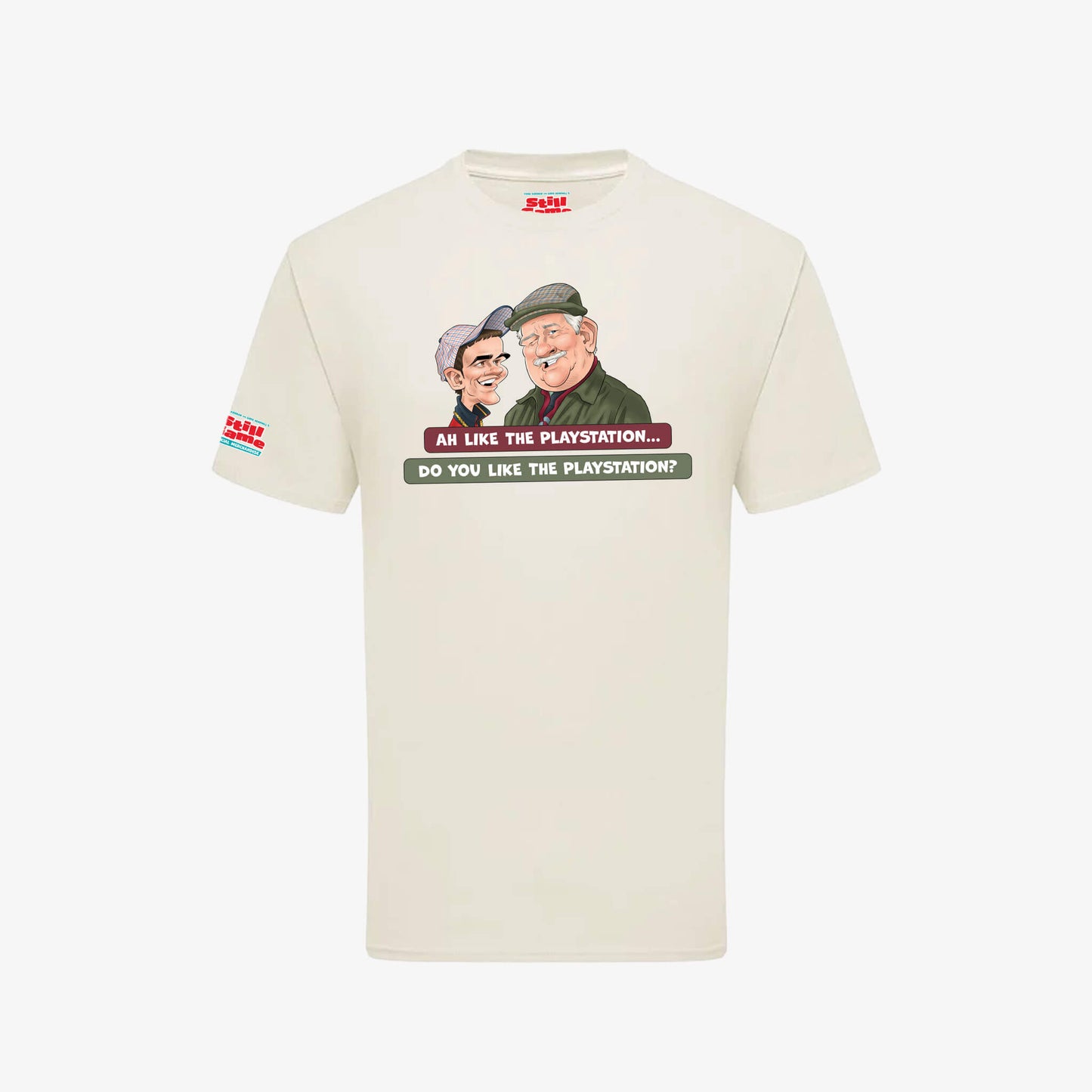Ah Like The PlayStation T-Shirt - Natural - Front View - Official Still Game