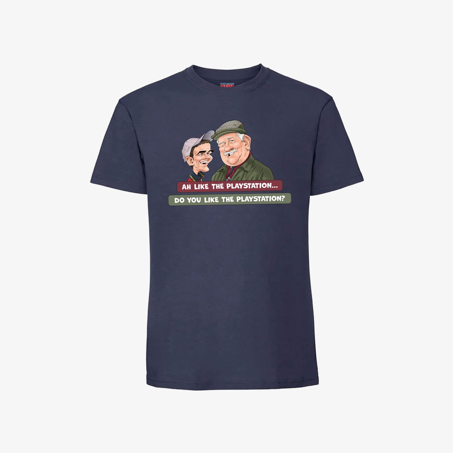 Ah Like The PlayStation T-Shirt - Navy- Front View - Official Still Game
